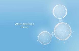 Abstract background with water molecules. Low poly wireframe style. vector