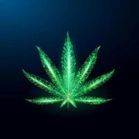Cannabis leaf. Low poly wireframe style. vector
