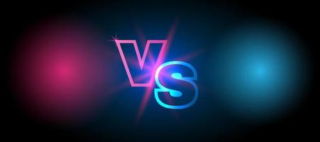 Versus screen. Banner for competition, battle, team concept. Abstract background with glowing letters. Vector illustration.