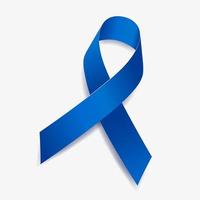 Blue ribbon awareness Arthritis, Water Safety, Hydrocephaly, Fibrous Dysplasia, Education, Colon Cancer. Isolated on white background. Vector  illustration.