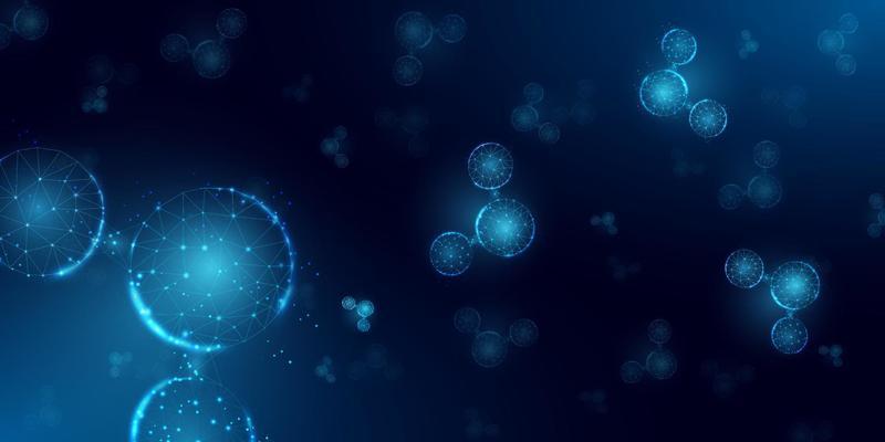 Abstract background from water molecules. Low poly wireframe style.