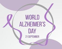 concepto del día mundial del alzheimer. plantilla de banner con cinta morada y texto. ilustración vectorial vector