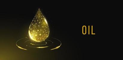 Oil droplet. Low poly style design. Wireframe drop light connection structure, 3d polygonal graphic concept. Vector illustration.