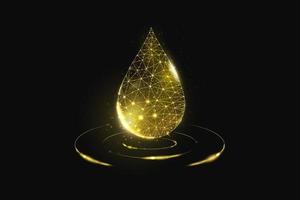 Oil droplet. Low poly style design. Futuristic modern abstract background. Wireframe drop light connection structure, 3d polygonal graphic concept. vector