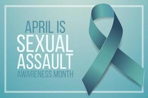 Sexsual assault awareness month concept. Banner template with teal ribbon. Vector illustration.