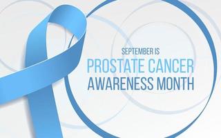 Prostate Cancer Awareness Month concept. Banner template with light blue ribbon. Vector illustration.