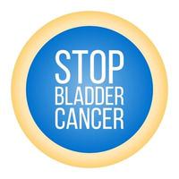 Emblem for Bladder cancer awareness month with blue, yellow, and purple ribbon. Vector illustration.