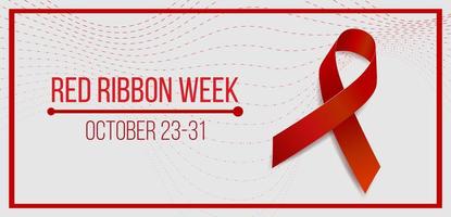 Red ribbon week concept. Banner with red ribbon awareness and text. Vector illustration.