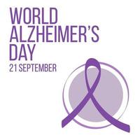 World World Alzheimer's Day concept. Banner template with purple ribbon and text.  Vector illustration.