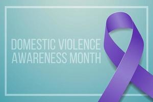 Domestic Violence Awareness Month concept.  Banner for with  purple ribbon awareness and text.  Vector illustration.