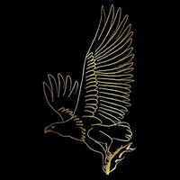 cometa brahminy, pájaro con dibujo dorado sobre fondo negro vector