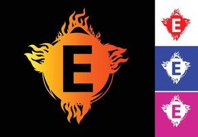 Fire E letter logo and icon design template vector