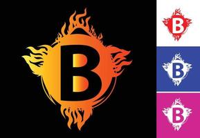 Fire B letter logo and icon design template vector