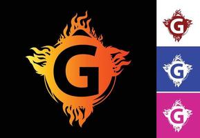 Plantilla de diseño de logotipo e icono de letra G de fuego vector