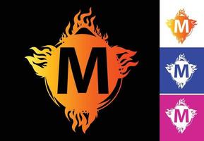 Fire M letter logo and icon design template vector