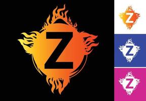 Plantilla de diseño de logotipo e icono de letra Z de fuego vector