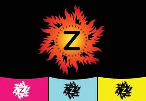 Plantilla de diseño de logotipo e icono de letra Z de fuego vector