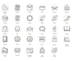 Islamic Line Icon set, Islamic holiday symbols collection, vector illustrations