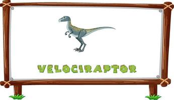 Frame template with dinosaurs and text velociraptor design inside vector