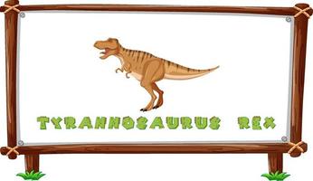 plantilla de marco con dinosaurios y diseño de tiranosaurio rex de texto dentro vector