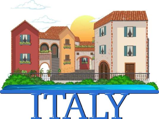 Travel Italy building attraction and landscape icon
