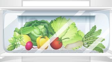 un interior del refrigerador con vegetales vector