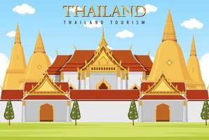 Thailand iconic tourism attraction background vector