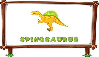 plantilla de marco con dinosaurios y diseño de espinosaurio de texto dentro vector