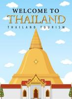 Travel Thailand attraction and landscape temple icon vector