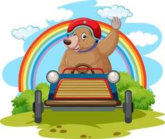 Grizzly bear driving a toy car vector