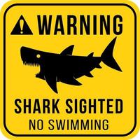 Warning signboard concept with shark sighted no swimming vector