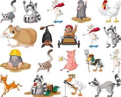 conjunto de diferentes niños de animales vector