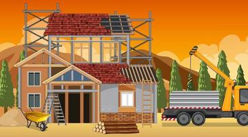 House construction site scene vector