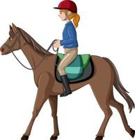 una mujer montando a caballo de dibujos animados vector