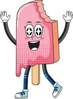 Ice cream cartoon character on white background vector