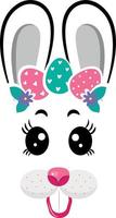 The face of the bunny with a wreath of eggs. Easter bunny face vector