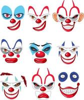 Set of clown facial expression vector