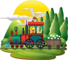 tren con escenario natural vector