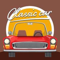 The classic car concept with old car front view vector