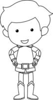 Swordsman black and white doodle character vector