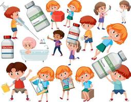 Collection of many kids doing different activities vector