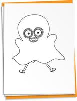 Hand drawn ghost on paper vector