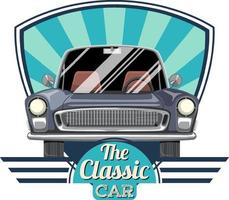 The classic car concept with old car front view vector