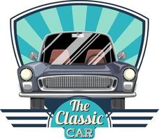 The classic car concept with old car front view vector