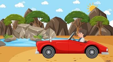 Classic car for a vacation roadtrip concept vector