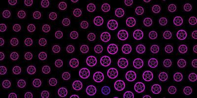 Dark Pink vector pattern with magic elements.