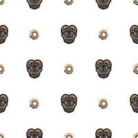 Seamless pattern with mask in the style of Maori or Samoa. Vector illustration