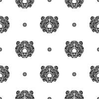 Black-white seamless pattern with bear face. Good for backgrounds and prints. vector