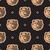 Seamless pattern with BEAR FACE in Simple style. Good for backgrounds and prints. illustration. vector