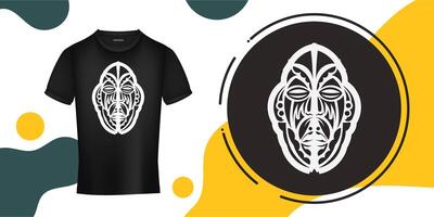 The face of an Indian in the form of Maori patterns. Outline for T-shirts, cups, flags, phone cases and prints. Vector illustration.